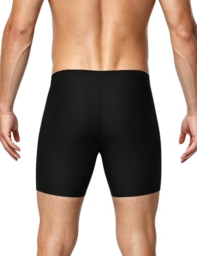 Men's Quick Dry Swim Jammers - Large Black UPF 50+ Racing Swimsuit