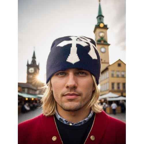 Y2K Knitted Beanies Hat Cross Graphics Men Women Jacquard Hat Punk Solid Color Hat Outdoor Sports Trend Beanie