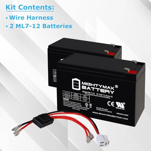 Mighty Max 12V 7Ah SLA Battery & Harness Kit for Razor Ride-On Toys - Extended Range
