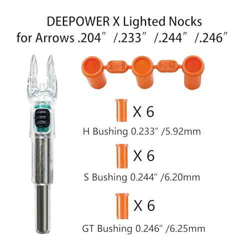 DEEPOWER X Lighted Nocks for Arrows .204¡±/.233¡±/.244¡±/.246¡± with ON/Off Switch with H, S, GT Bushings