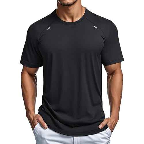 MAGCOMSEN Men's Dry Fit Shirts Mesh Short Sleeve Athletic Lightweight Workout Performance Hiking Shirt