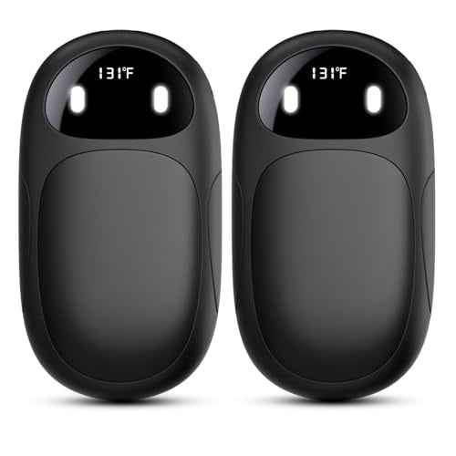 Hand Warmers Rechargeable 2 Pack, AI Smart Chips 20Hrs Long Safe Heat, Magnetic Electric Hand Warmers, Gifts for Christmas, Outdoor, Golf, Hunting, Camping Accessories - Black