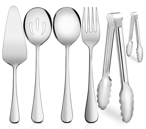 6-Piece Stainless Steel Serving Utensil Set Silver - Durable Kitchen Tools