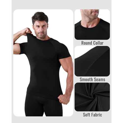 Niksa Men's Compression Shirts, Compression Shirts for Men Short Sleeve Athletic, Quick Dry Workout T Shirts Base Undershirt