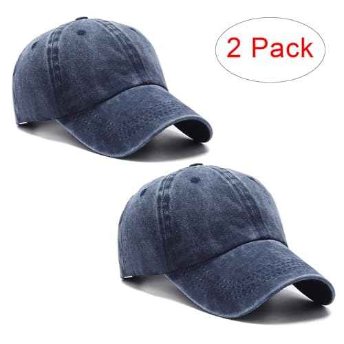 PFFY 2 Packs Vintage Washed Distressed Baseball Cap Golf Dad Hat for Men Women