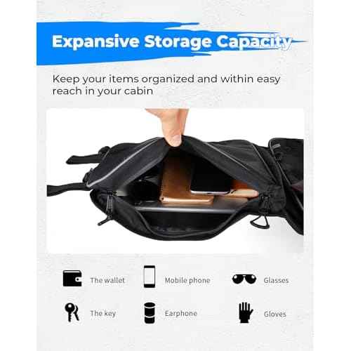 KEMIMOTO UTV Large Storage Roof Bag Compatible with Pioneer 1000 3P 6P/Polaris RZR XP 4 1000/Uforce 1000,1680D Oxford Fabric with Several Pockets Water-Resistant Overhead Storage Bags (2 Pack)