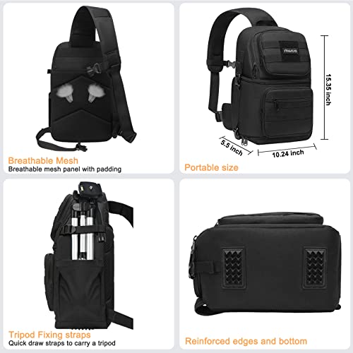 Mosiso Black Camera Sling Bag Tactical Crossbody Camera Case for Photography