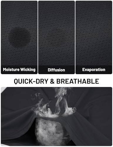 Men's Workout Shirts - Dry Fit Mesh Athletic T-Shirts Large Black