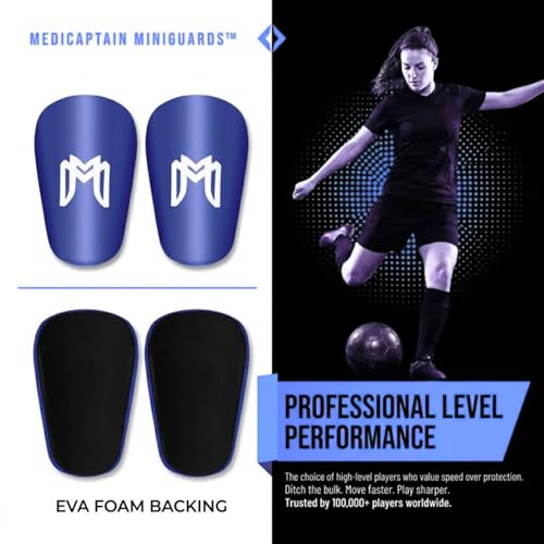 Mini Shin Guards for Soccer - Blue - Tiny Leg Pads for Men, Women, Teens