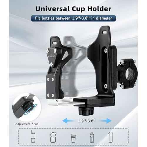 MoKo Bike Water Bottle Holder, Adjustable Bike Water Bottle Cage for 1.9-3.6" Diameter Bottle, for Handlebar & Frame, Motorcycle Cup Holder with Screw Tool, for Bicycle/Stroller/Scooter/Wheelchair/ATV
