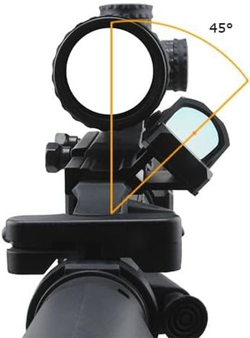 Gotical 45 Degree Angled Low Profile Offset RMR Footprint Red Dot Base, Front and Back Position Red Dot Riser Black Finish Type III Hard Coat Anodized