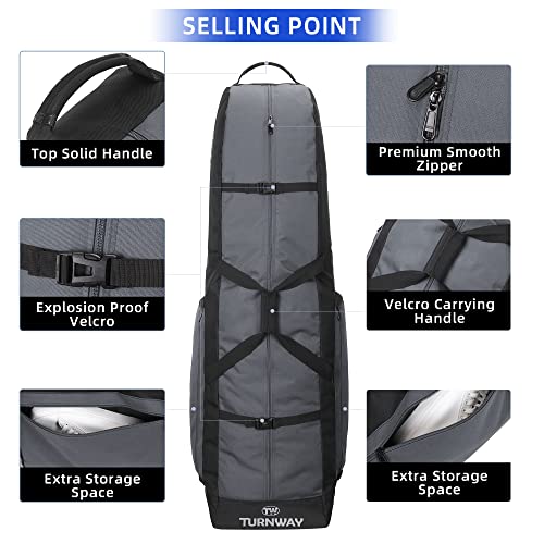 Gray Waterproof Golf Travel Bag with Wheels, 900D Polyester, Foldable