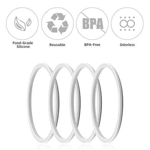 4pcs Gasket Replacement for Owala 40oz Tumbler, Silicone O Ring Water Bottle Ring Seal Lid Gasket Replacement Parts Accessories Compatible with Owala 40oz Stainless Steel Cup (Grey)