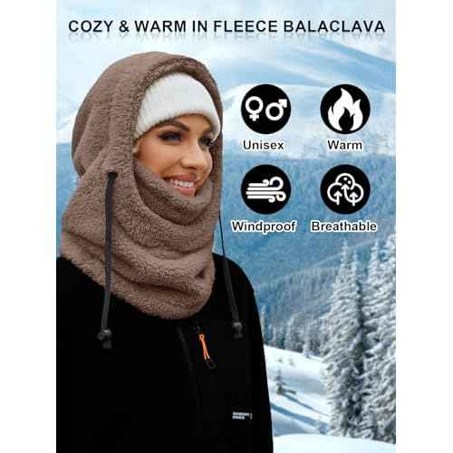 Balaclava Fleece Ski Mask for Men Women Winter Face Masks Windproof Hooded Scarf Cold Weather Hat Neck Warmer