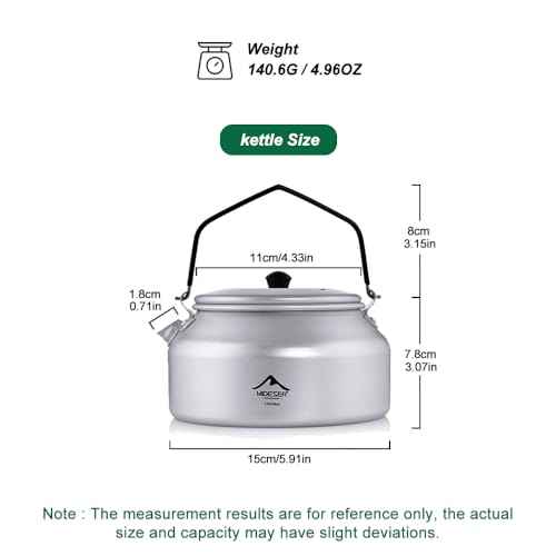 Widesea UltraLight 1L Camping Kettle, Hard-Anodized Aluminum Open Flame Safe Tea & Coffee Pot with Heat-Resistant Handle, Portable for Campfire, Backpacking, Hiking, and Outdoor Adventures