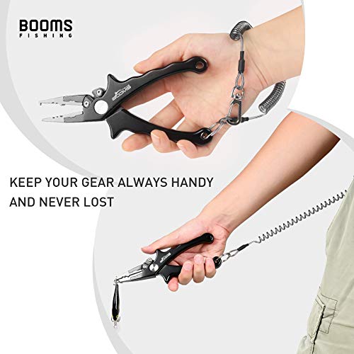 6PCS Fishing Lanyards Retractable Tool Safety Coil with Stainless Steel Ring