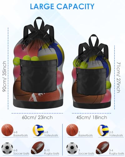 Black 23x35 Inch Soccer Ball Bag with Double Shoulder Straps and Large Capacity