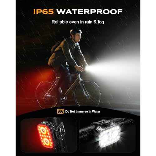 Bike Lights, Ultra-Slim & Lightweight Rechargeable Bicycle Lights Set, [5+6 Modes] Dual USB-C Bike Lights Front and Back, IP65 Waterproof Bicycle Lights for Night Riding Road Mountain Cycling