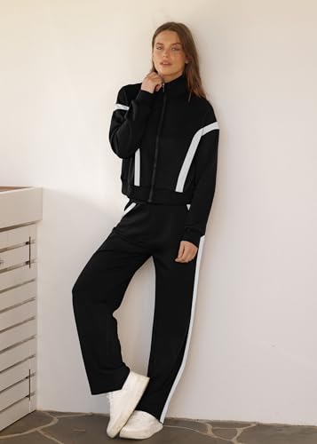 XIEERDUO Women's Lounge Sets 2025 Sweatsuit 2-Piece Outfits XL Black White