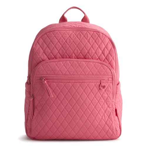 Vera Bradley Women's Premium Cotton Bancroft Backpack Bookbag, Rapture Rose, One Size