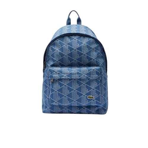 Lacoste Unisex Denim Monogram Backpack, Mono Jacquard Denim, One Size