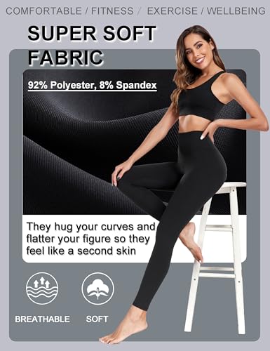 FULLSOFT High Waist Butter Soft Leggings for Women 2 Pack - Black & Navy XL