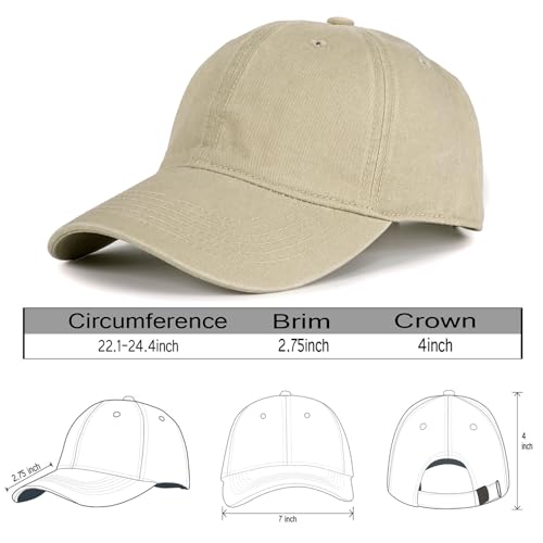 Beige Low Profile Washed Cotton Baseball Cap for Men and Women
