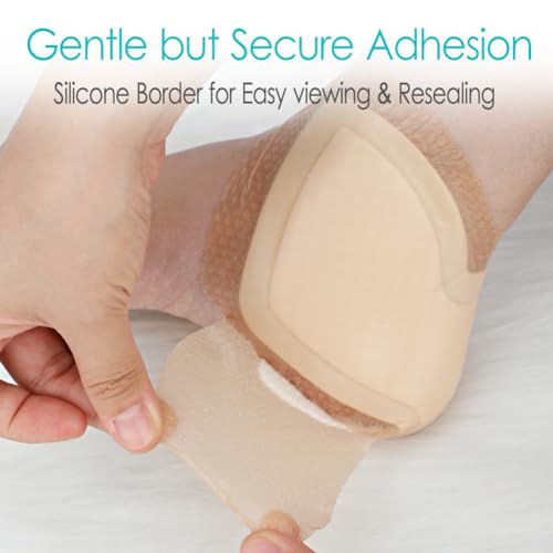 Heel Silicone Foam Wound Dressing 8x8 Inch for Heel Ulcers & Pressure Sores - Pack of 1, Large