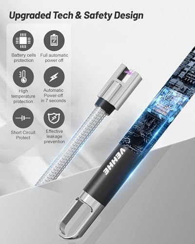 Electric Candle Lighter USB-C Rechargeable Wind-Resistant with Flexible Neck - Black & Black