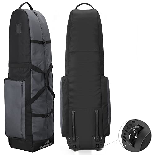 Gray Waterproof Golf Travel Bag with Wheels, 900D Polyester, Foldable