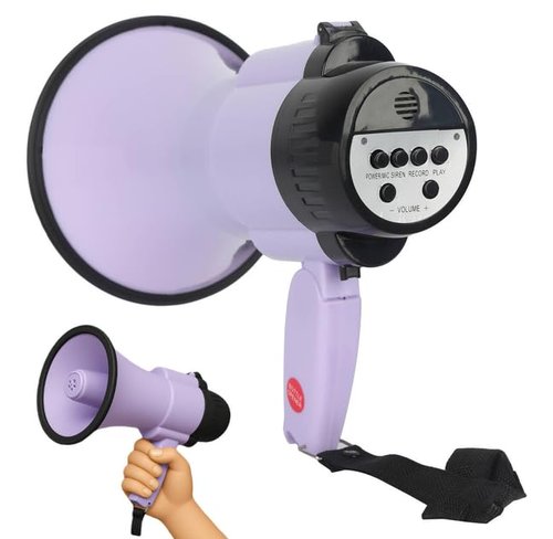 B S Portable 20W Mega Phone Bullhorn Loud Speaker with Bottle Opener, Alarm Siren Projection Range Up to 600 Square Yards for Recording, Outdoor Events and Crowd Management,Lilac