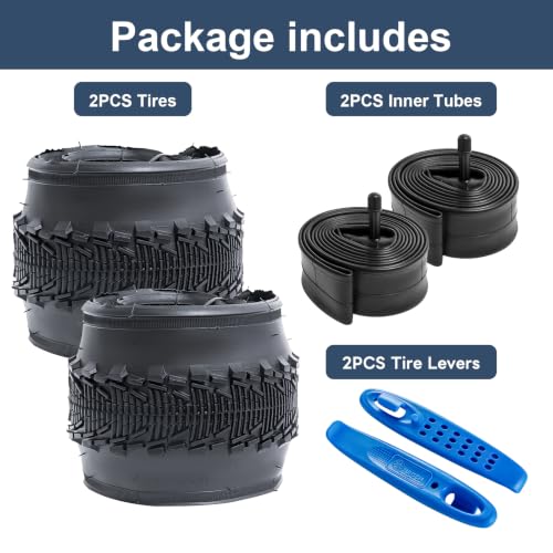 26x2.10 Bike Tire and Tube Set - Folding Gravel Tire 2 pcs with Tire Levers
