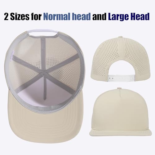 Oversize Flat Bill Baseball Cap for Men Women Quick Dry Snapback Hat Beige XL-XXL