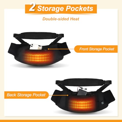 Electric Heated Hand Warmer Pouch with Double Sided Heating - Black