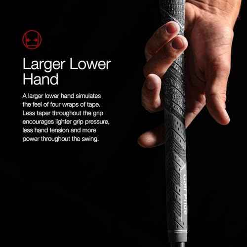 Golf Pride MCC Plus4 Golf Club Grip - All-Weather Hybrid Grip with Larger Lower Hand - Brushed Cotton Cord & Pebbled Texture - Navy/Red