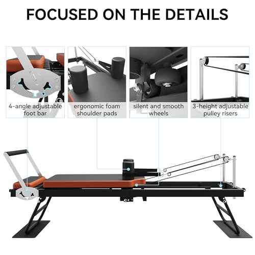 Pilates Reformer,Dpiolrcag Foldable Pilates Machine & Equipment for Home Use and Gym Workout, Suitable for Advanced and Beginners Users, Up to 250 lbs Weight Capacity