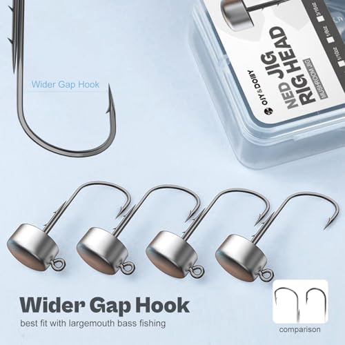 Finesse Ned Rig Jig Heads 1/4oz Pack for Bass Fishing - Black Nickel Hooks