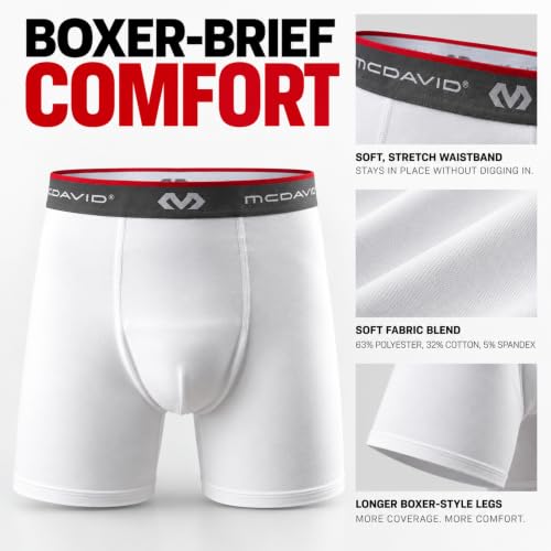 Boys' Boxer Brief Shorts with FlexCup Athletic Protection - Medium White