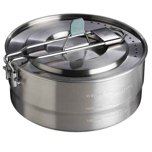 Stanley Wildfare Core Saucepan Cookset | 6-Pc Stainless Steel Cookware | 2qt Saucepan w/Lid, Cutting Board, Trivet & Spoons | Induction Cookware | Camping Essentials