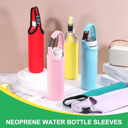 Neoprene Water Bottle Sleeves 2 Pack with Handle - Black/Dark Red