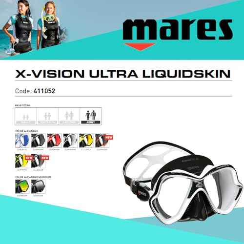 MARES Unisex Adult X-Vision Ultra Liquidskin Comfortable Scuba Diving Two Window Mask with Silicone Face Piece