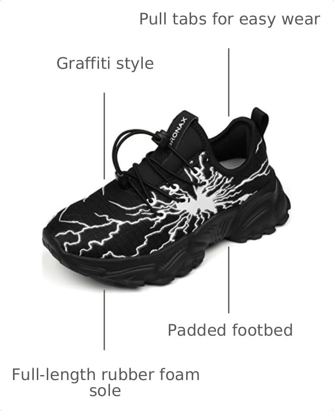 BRONAX Boys Graffiti Tennis Shoes - Little/Big Kids Black Variation 4
