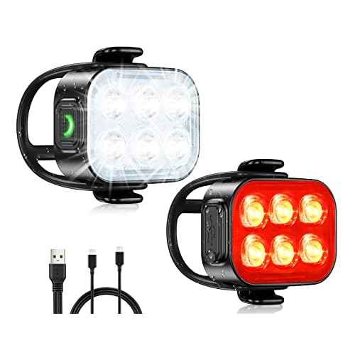 Bike Lights for Night Riding, USB Rechargeable Bike Lights Front and Back, Waterproof IP65 Bicycle Light, 4+6 Modes Bike Headlight and Tail Light Set,1.5 Hrs Fast Charging, Easy to Install