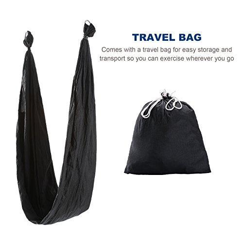 ZELUS Black Aerial Yoga Swing Sling Kit Support Inversion Equipment with Straps