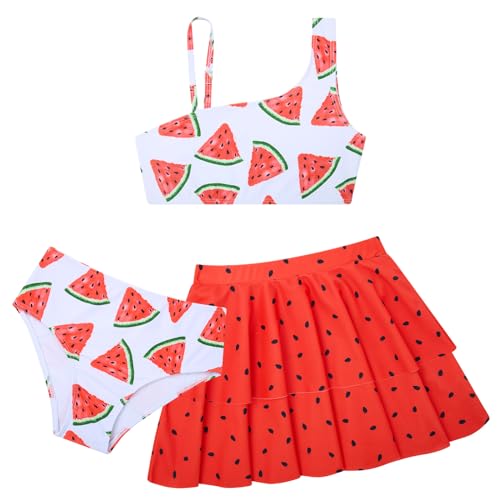 Girls Swimsuit 3-Piece Bathing Suit Set - Watermelon, 7-8 Years