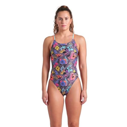 ARENA Women's Performance Vivid Repeat Swim Lace Plus Back One Piece Swimsuit