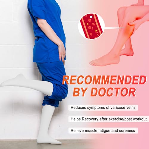Compression Socks for Men & Women - Small-Medium White Support for Running Travel