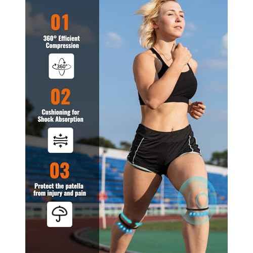 2PCS Patellar Tendon Support Strap for Knee Pain Relief, Knee Bands for Basketball, Running, Tennis, Soccer and Hiking, Silicone Patella Band for Women and Men, Includes Storage Bag (Black)