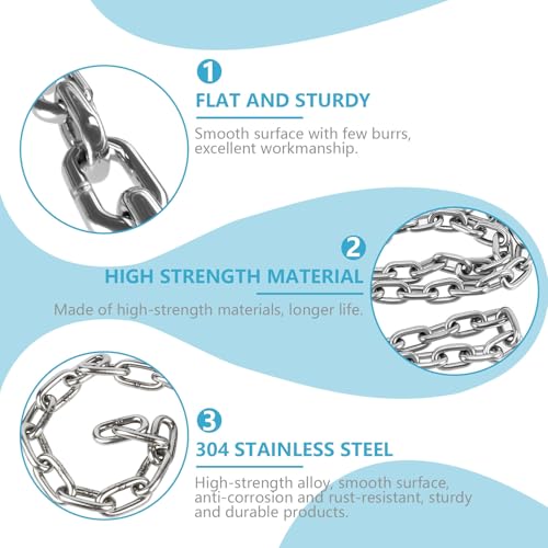 Heavy Duty Stainless Steel Chain with 4 Carabiners - 2 Pack for Gym Hammock Swing Punching Bags