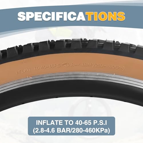 27.5 Inch MTB Bike Tire 2.3 Wide Brown Wall Folding Bead Replacement - 27.5 x 2.3